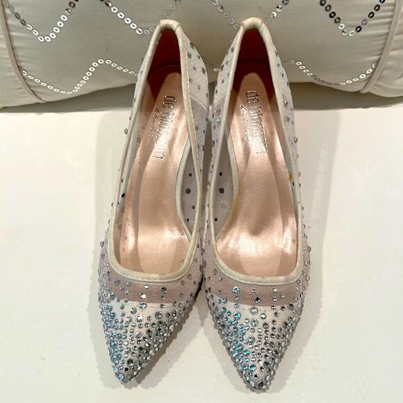 NEW De Blossom Bridal Silver Sparkle Heels Size 5.5 - Picture 1 of 9